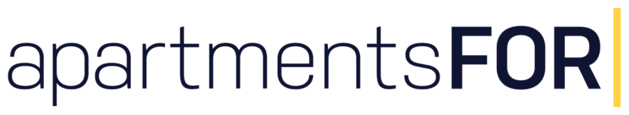 Apartments For logo with yellow line after brand name