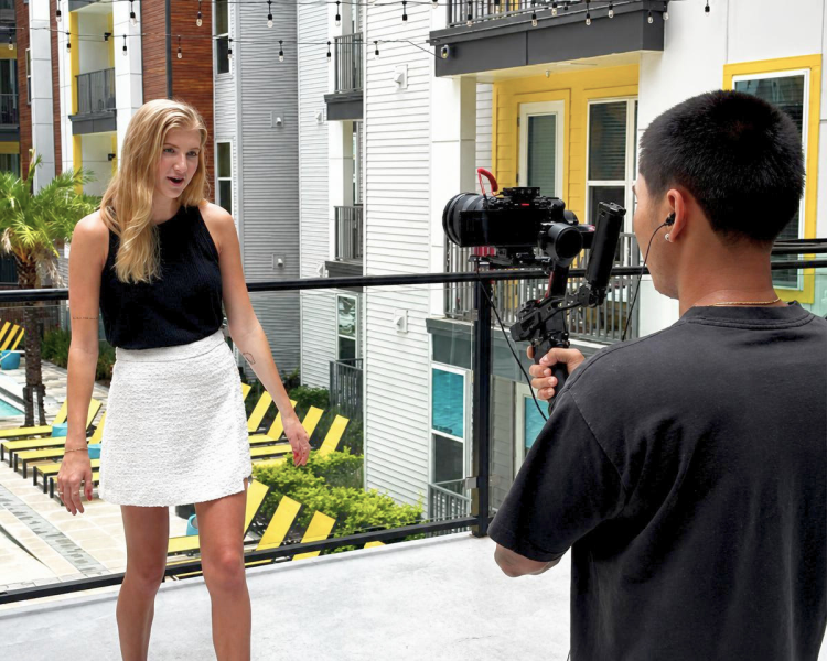 407apartments team on location filming a tour