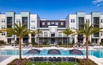 The Addison Gateway clubhouse and pool